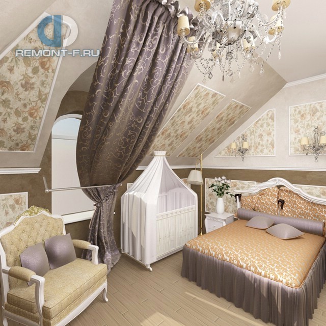 Дизайн классической спальни с детской кроваткой
