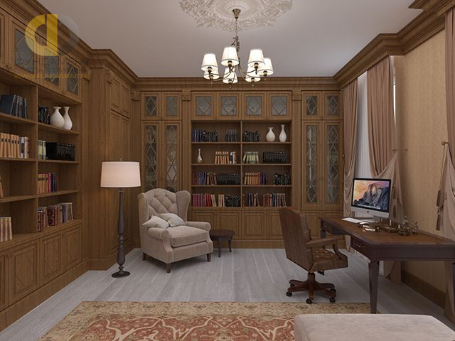 Дизайн кабинета в классическом стиле  – фото 345