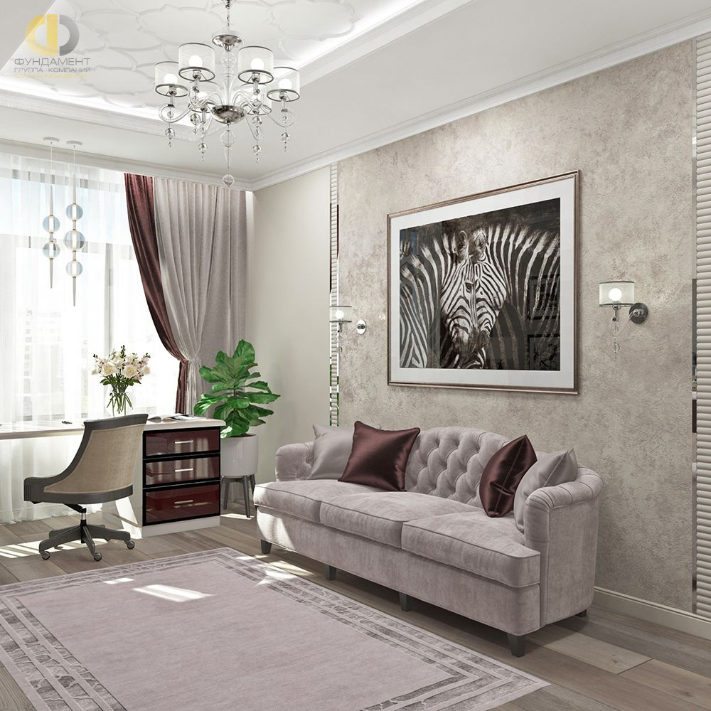 Дизайн интерьера кабинета в четырёхкомнатной квартире 114 кв. м в стиле ар-деко и неоклассика  – фото 220