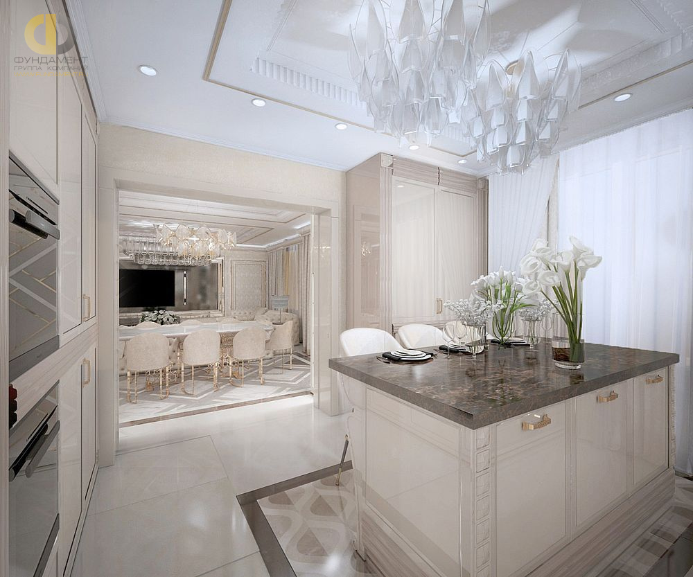 Дизайн интерьера кухни в шестикомнатной квартире 200 кв.м в стиле ар-деко11