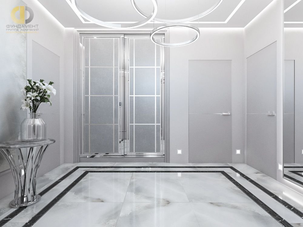 Дизайн интерьера коридора в трёхкомнатной квартире 116 кв.м в современном стиле с элементами неоклассики и ар-деко9