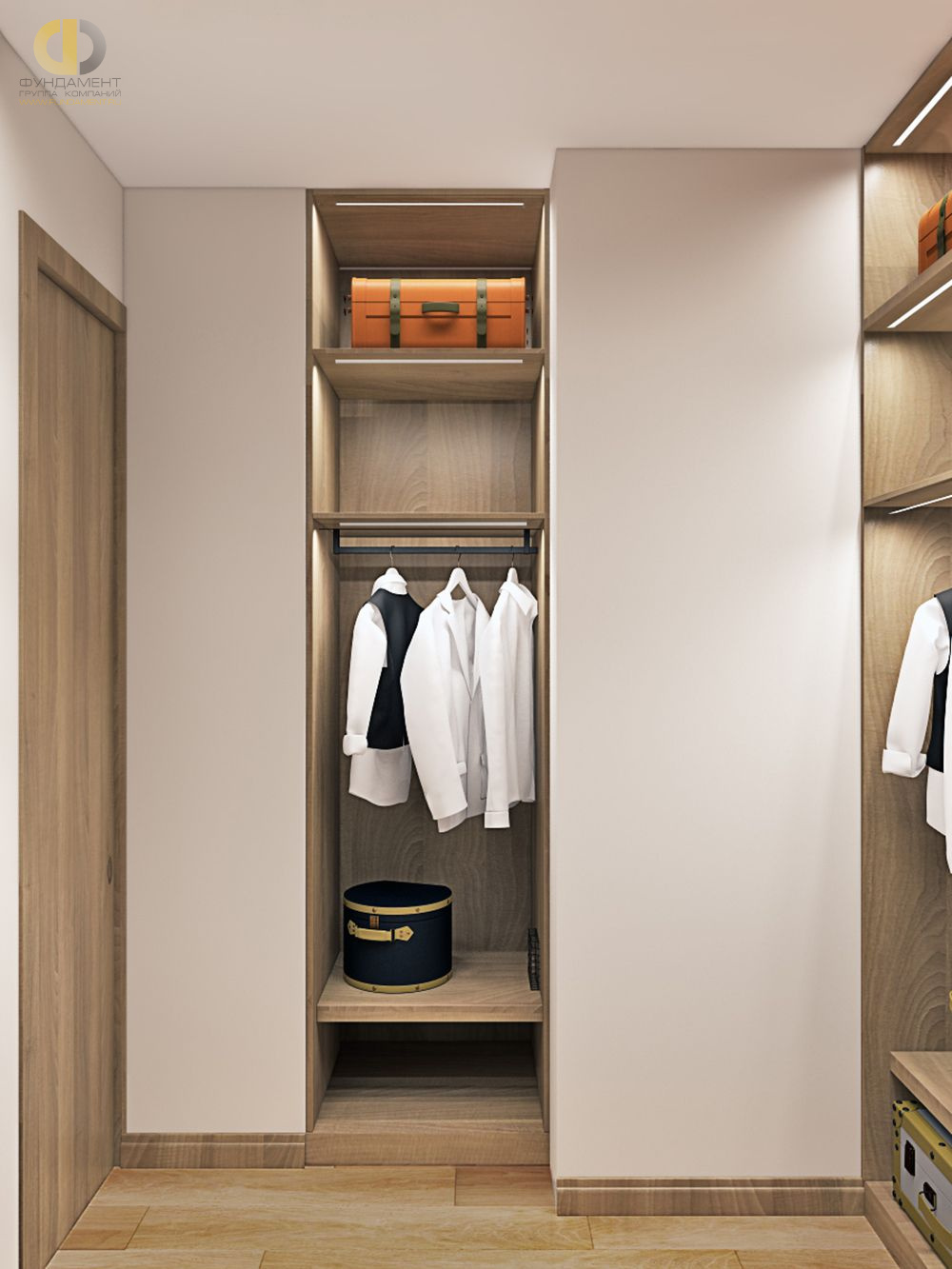 Дизайн интерьера гардероба в семикомнатной квартире 153 кв.м в современном стиле – фото 201