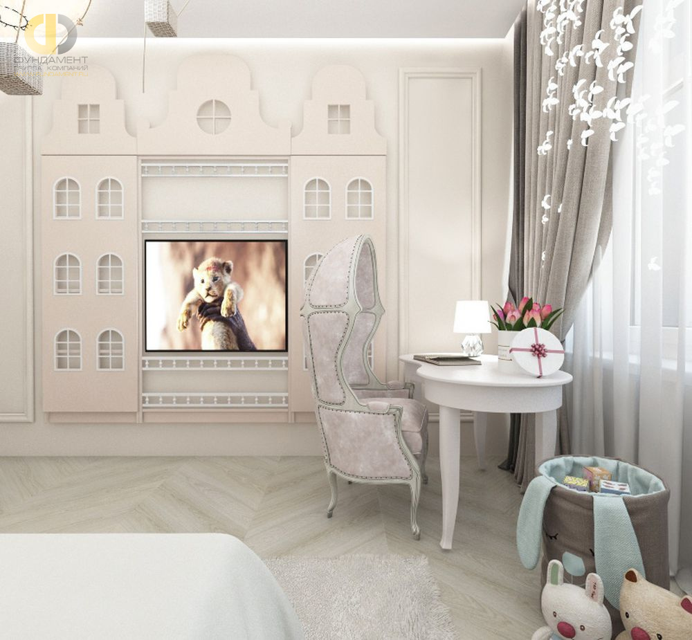 Дизайн интерьера детской в трёхкомнатной квартире 116 кв.м в современном стиле с элементами неоклассики и ар-деко16