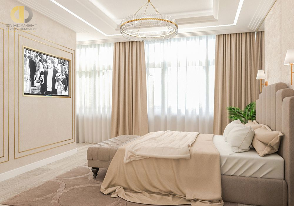Дизайн интерьера спальни в четырёхкомнатной квартире 131 кв.м в стиле неоклассика11