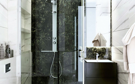 Дизайн интерьера ванной в четырёхкомнатной квартире 131 кв. м в современном стиле 12