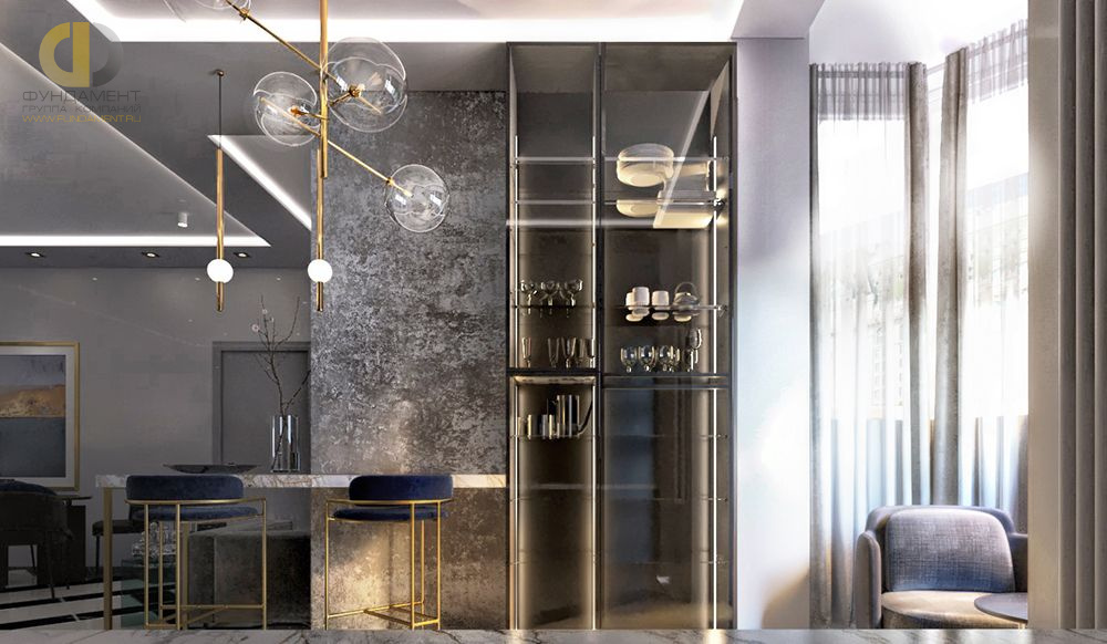 Дизайн интерьера кухни в четырёхкомнатной квартире 131 кв. м в современном стиле 13