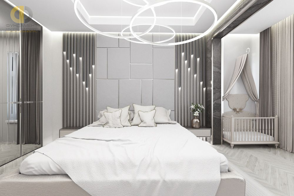 Дизайн интерьера спальни в трёхкомнатной квартире 116 кв.м в современном стиле с элементами неоклассики и ар-деко13