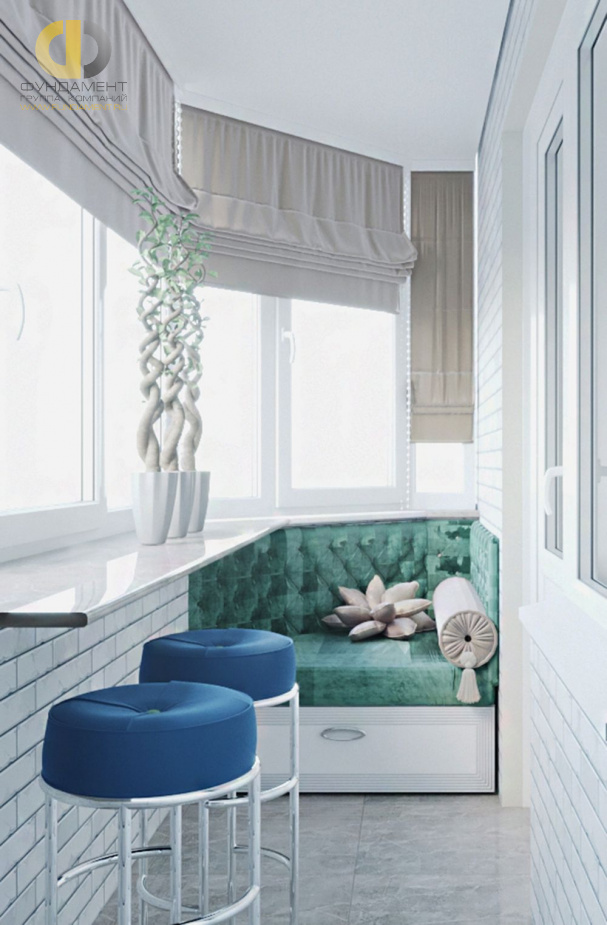 Дизайн интерьера балкона в двухкомнатной квартире 81 кв.м в стиле неоклассика с элементами ар-деко18