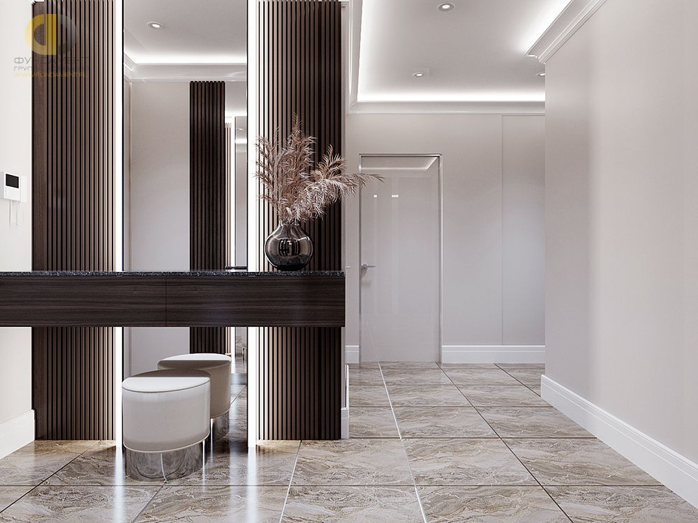 Дизайн интерьера коридора в трёхкомнатной квартире 131 кв.м в современном стиле14