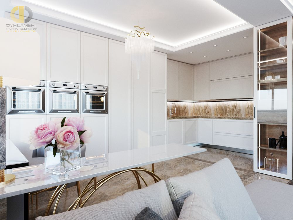 Дизайн интерьера кухни в трёхкомнатной квартире 131 кв.м в современном стиле10
