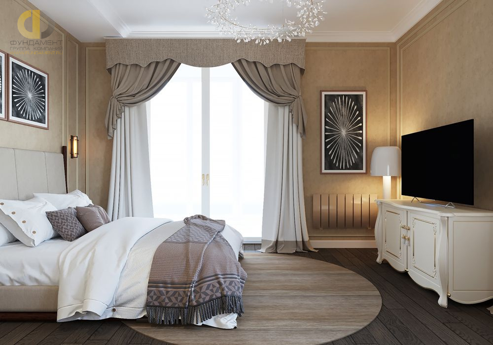 Дизайн интерьера спальни в трёхкомнатной квартире 102 кв.м в стиле современная классика9