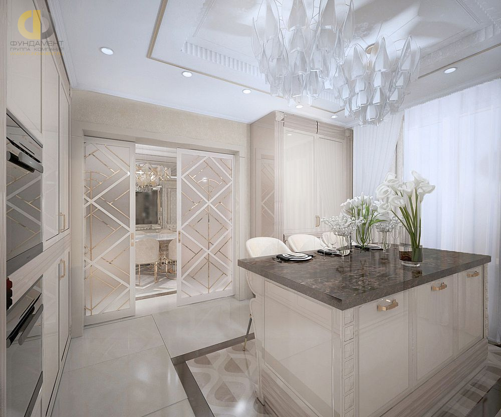 Дизайн интерьера кухни в шестикомнатной квартире 200 кв.м в стиле ар-деко9