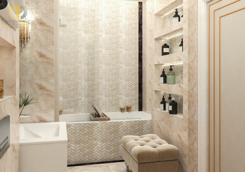Дизайн интерьера ванной в четырёхкомнатной квартире 131 кв.м в стиле неоклассика17
