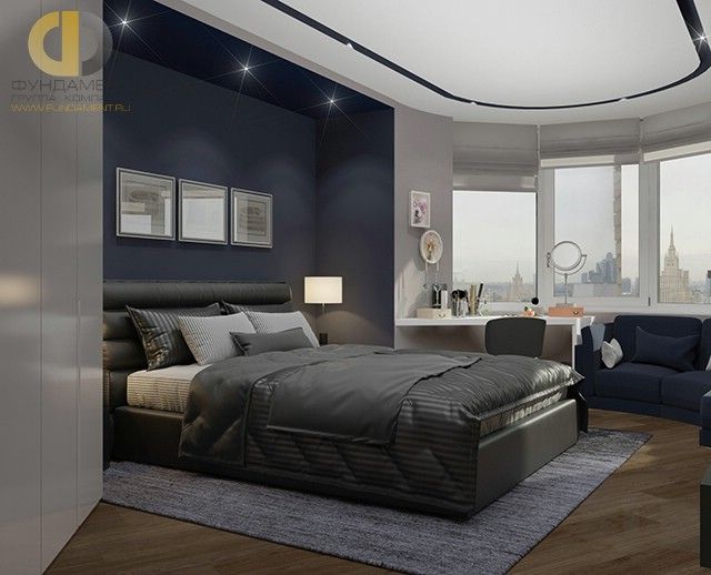 Дизайн двухкомнатной квартиры 65 кв. м. Фото спальни