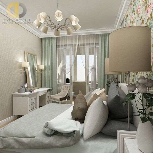 Спальня в стиле дизайна арт-деко (ар-деко) по адресу г. Москва, ул. Мытная, д. 7, стр. 1, 2015 года