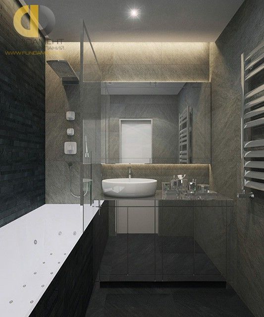 Ванная в стиле дизайна лофт по адресу МО, Мытищи, ул. Колпакова, д. 31, 2015 года
