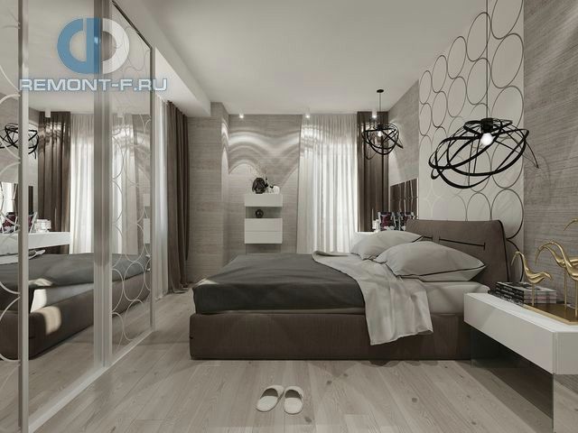 Дизайн спальни в интерьере квартиры 97 кв. м в стиле минимализм на Марксистской