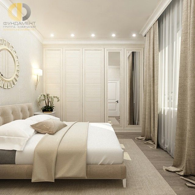 Спальня в стиле дизайна неоклассика по адресу г. Москва, Бережковская набережная, д. 12, 2016 года