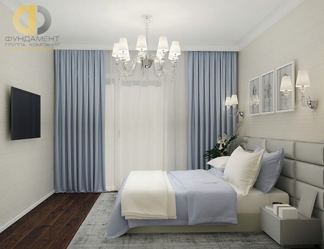 Спальня в стиле дизайна классицизм по адресу г. Москва, 3-й Люсиновский пер, д. 1, 2016 года