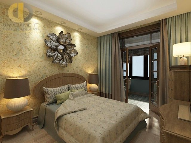 Спальня в стиле дизайна английский по адресу г. Москва, Истринский район, КП Павлово-2, д. 2, 2015 года