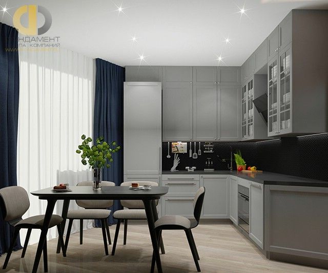 Дизайн двухкомнатной квартиры 65 кв. м. Фото кухни