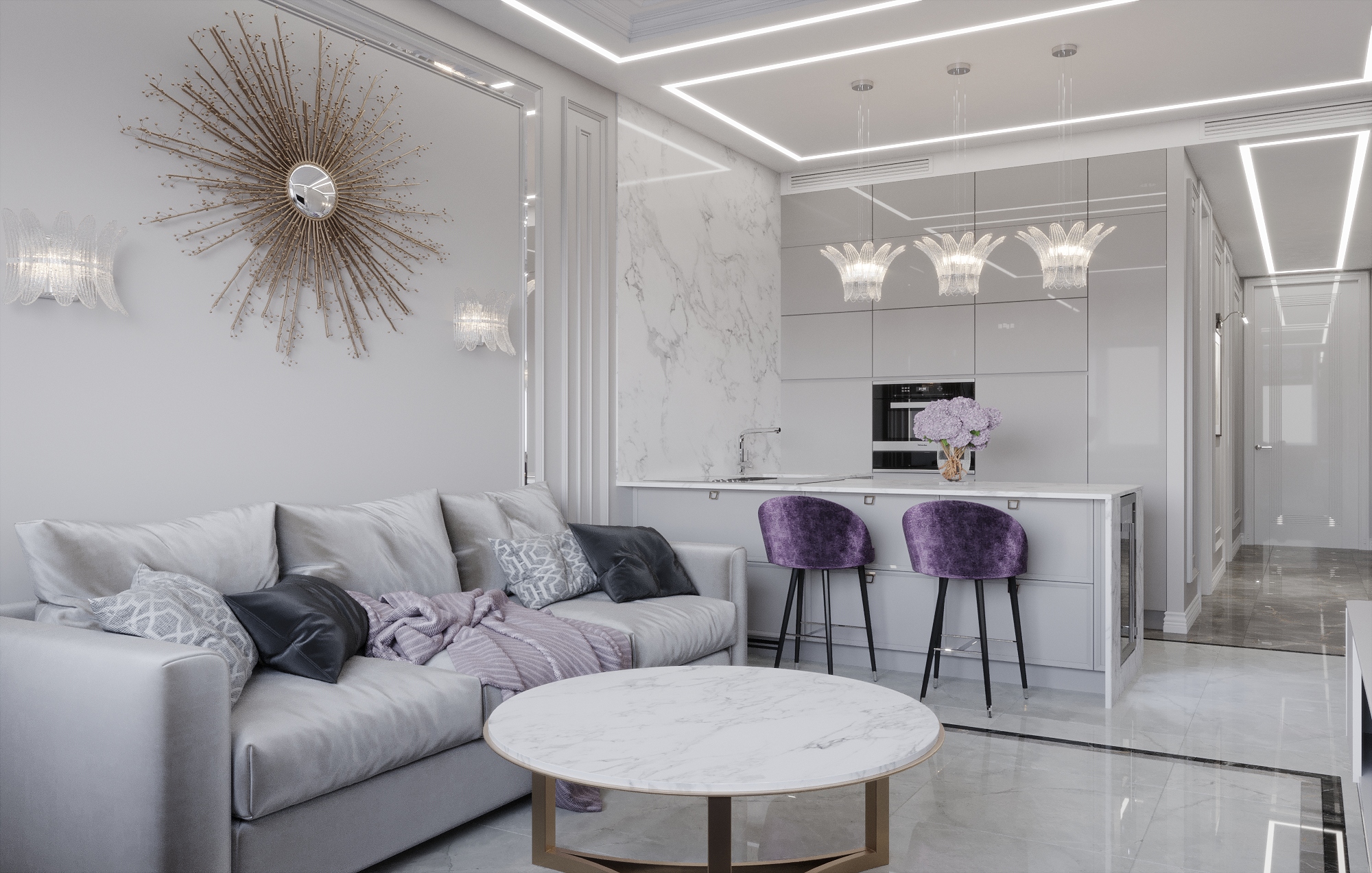 Дизайн 3-комнатной квартиры 78 кв. м. в стиле арт-деко (ар-деко) г ...