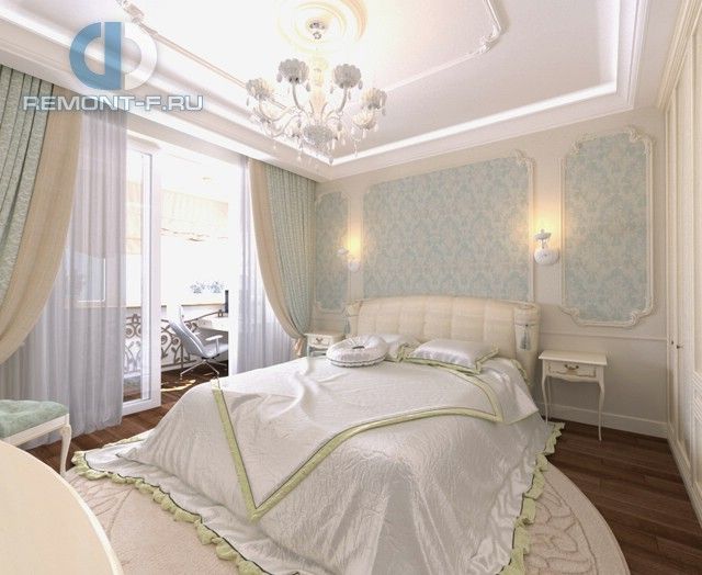 Спальня в стиле дизайна неоклассика по адресу г. Москва, Мосфильмовская д. 88, к. 2, 2015 года