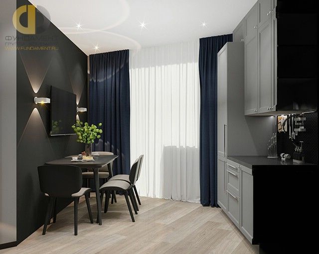 Дизайн двухкомнатной квартиры 65 кв. м. Фото кухни