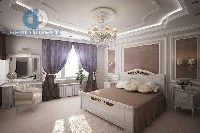 Спальня в стиле дизайна классицизм по адресу г. Москва, ул. Новочеремушкинская, д. 55, 2013 года