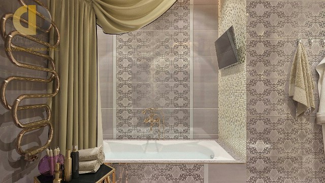 Современные идеи в дизайне роскошной ванной комнаты в стиле арт-деко. Фото 2016
