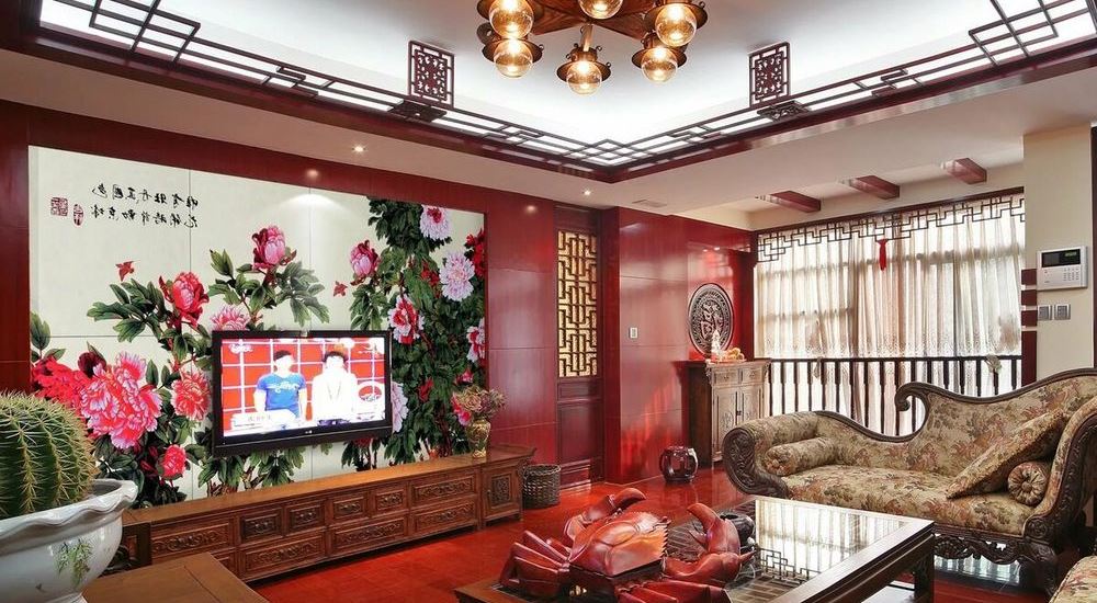 На фото:Ремонт гостиной в китайском стиле