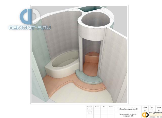 3D-картинка для монтажа конструкции из ГКЛ со стороны ванной комнаты