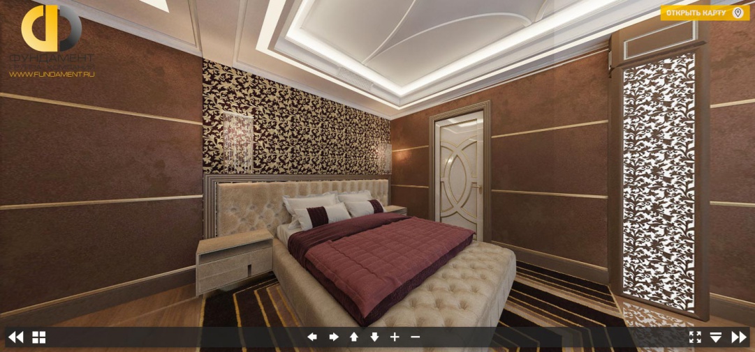 3D-дизайн интерьера спальни в стиле ар-деко