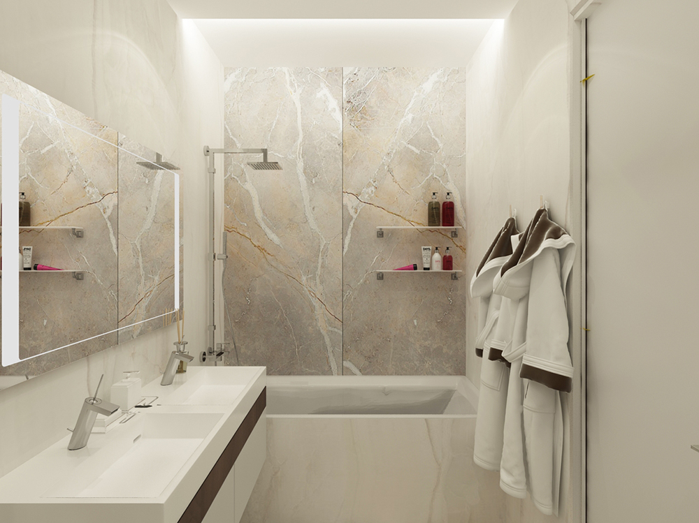 На фото:Интерьер ванной в квартире в современном стиле