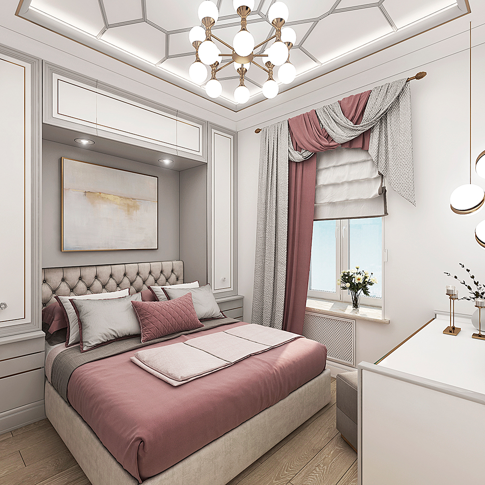 На фото:Интерьер спальни в квартире в современном стиле