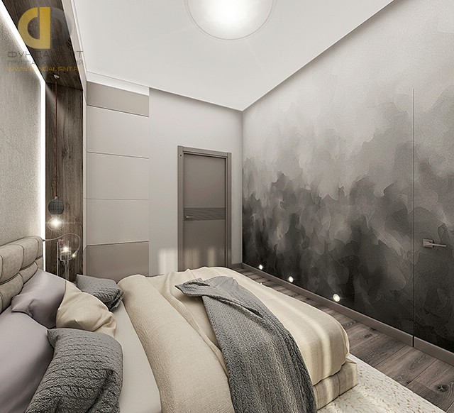 Современные идеи в дизайне спальни в серых тонах. Фото 2017