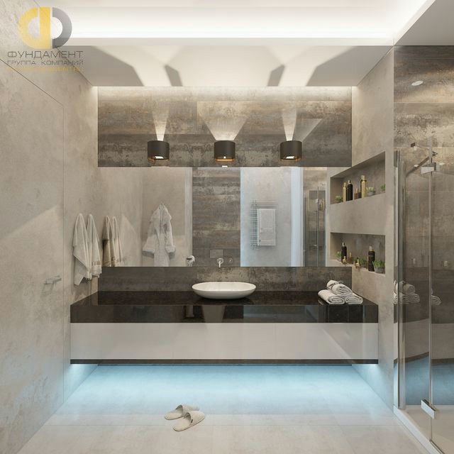 Современные идеи в дизайне ванной комнаты в серых тонах. Фото 2016