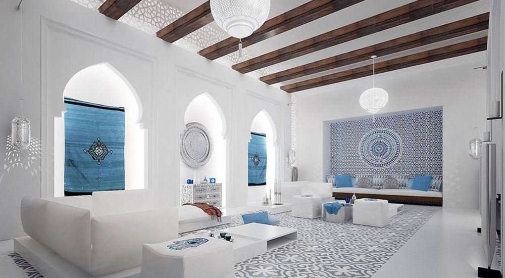 На фото:Ремонт гостиной в марокканском стиле