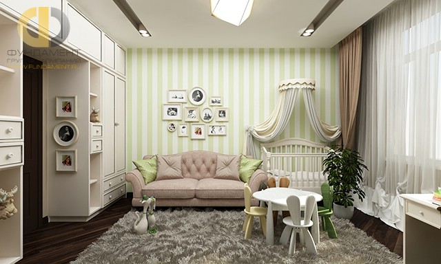 Дизайн детской комнаты для девочки. Фото интерьера для новорожденного