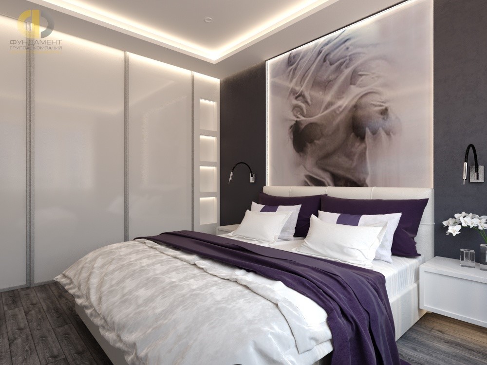 Дизайн современной спальни со встроенным гардеробным шкафом