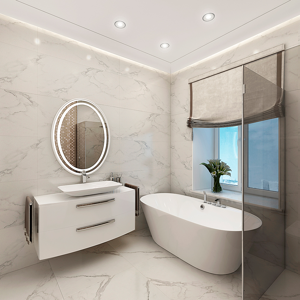 На фото:Интерьер ванной комнаты в квартире в современном стиле