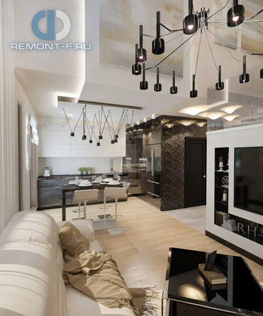 Дизайн-проект двухуровневой квартиры площадью 98 кв. м в Котельниках. Фото интерьера 