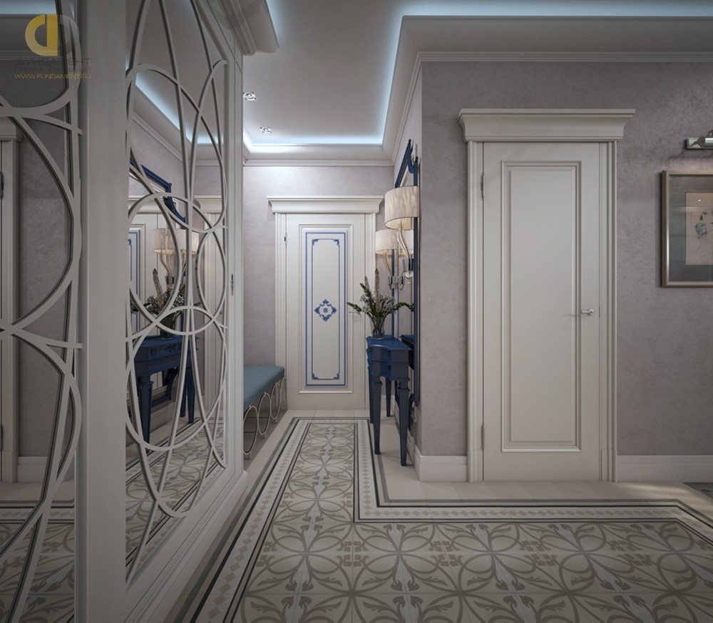 Интерьер коридора с керамическим ковром в ЖК «Английский Квартал» 