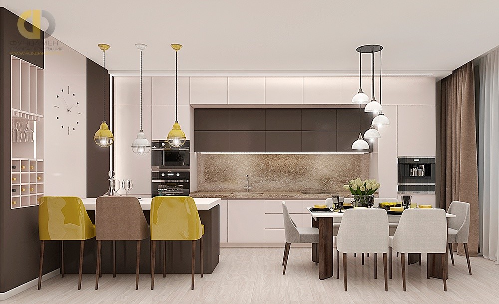 Дизайн интерьера квартиры с большой кухней