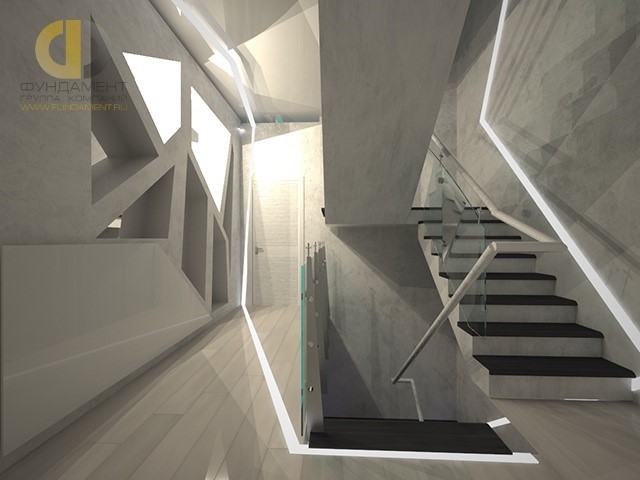 Дизайн помещений дома в ЖК «Загородный Квартал» – лестница