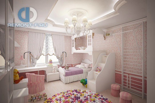 Дизайн детской комнаты для девочки в классическом стиле