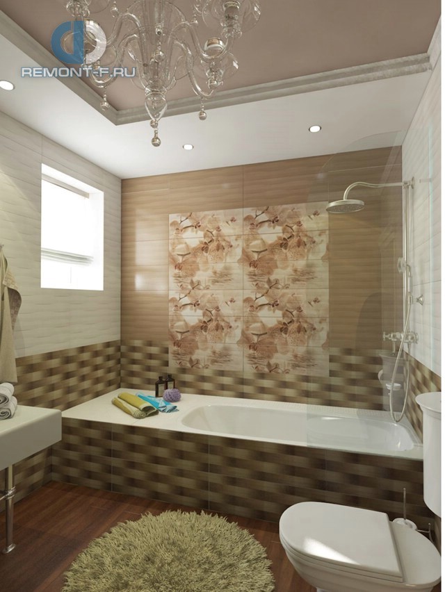 Интерьер ванной комнаты с керамическим панно