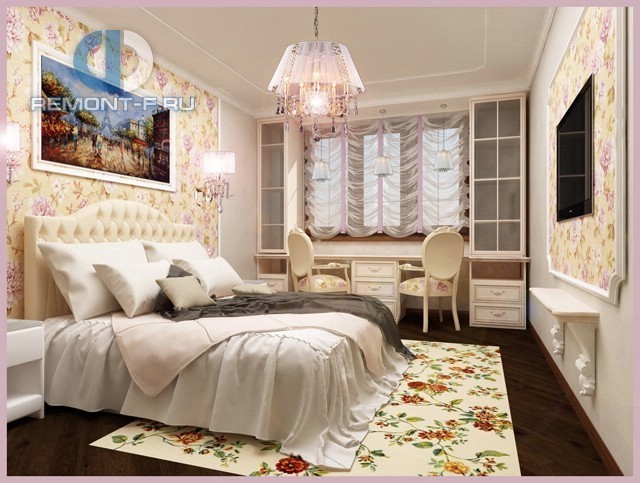 Спальня в квартире в стиле прованс и неоклассика. Фото интерьера 