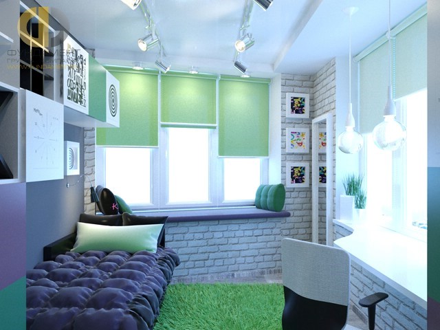 Интерьер детской комнаты для подростка в стиле лофт. Фото из портфолио 
