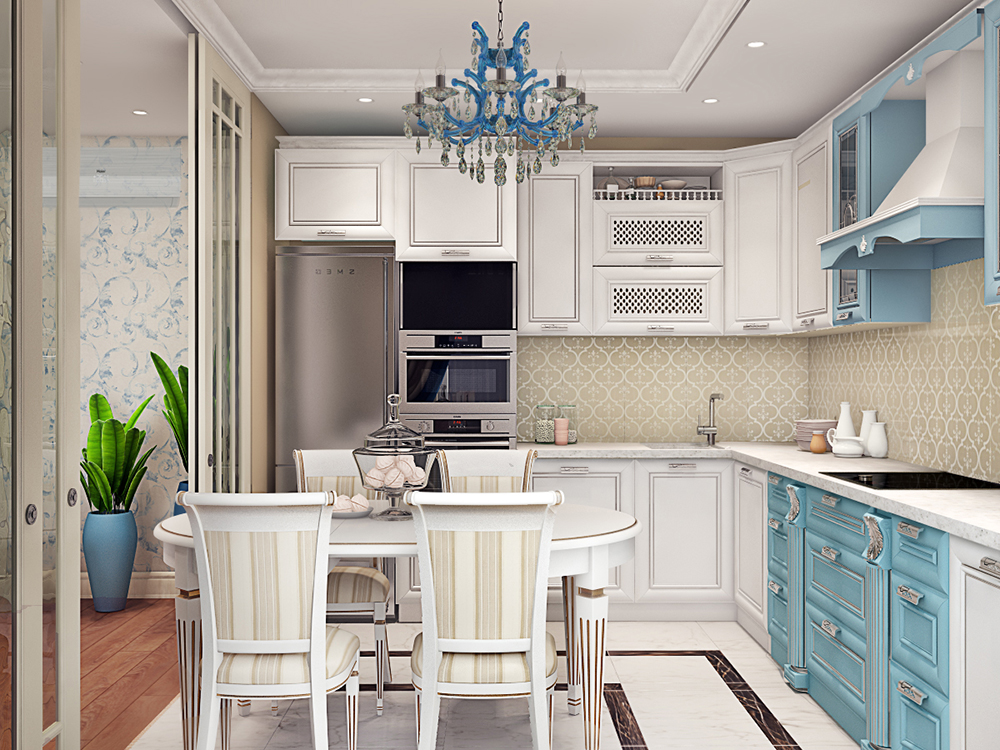 На фото:Интерьер кухни в квартире в классическом стиле
